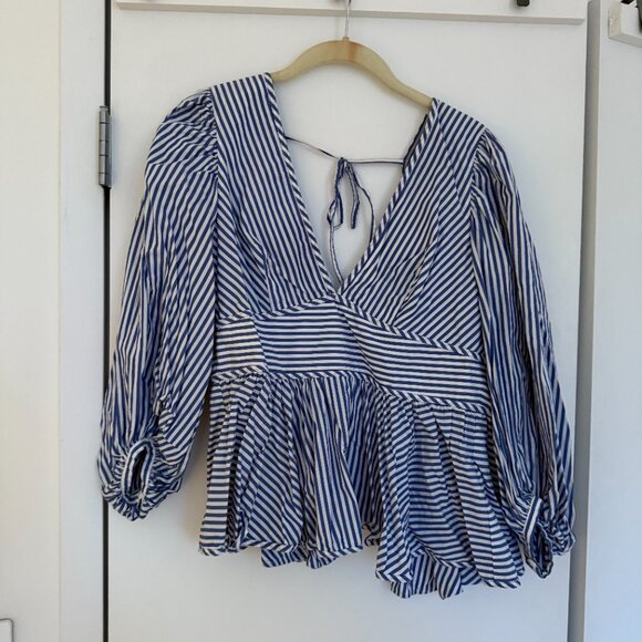 Staud Luna Top - Blue & White (Size 10) - Picture 2 of 4